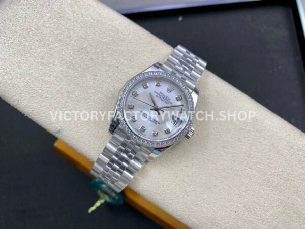 GS Factory Rolex Datejust 278384RBR-0008 31mm Full 904L Diamond Bezel Diamond Mop White Mother Of Pearl Dial Jubilee