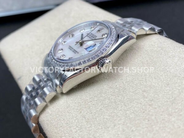 GS Factory Rolex Datejust 278384RBR-0008 31mm Full 904L Diamond Bezel Diamond Mop White Mother Of Pearl Dial Jubilee