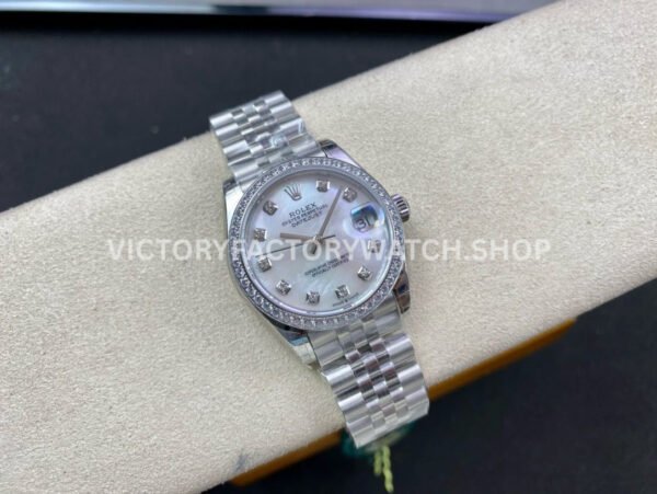 GS Factory Rolex Datejust 278384RBR-0008 31mm Full 904L Diamond Bezel Diamond Mop White Mother Of Pearl Dial Jubilee