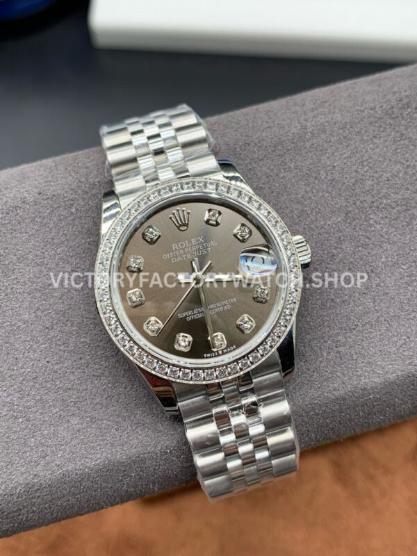 GS Factory Rolex Datejust 278384RBR-0010 31mm Diamond Bezel Diamond Mop Grey Dial Jubilee