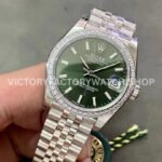 GS Factory Rolex Datejust 278384RBR-0022 31mm Diamond Bezel Mint Green Dial Jubilee