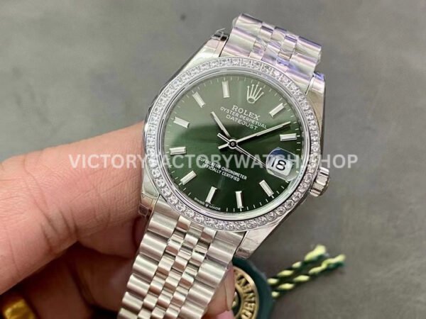 GS Factory Rolex Datejust 278384RBR-0022 31mm Diamond Bezel Mint Green Dial Jubilee