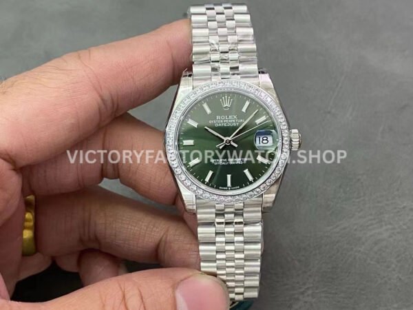 GS Factory Rolex Datejust 278384RBR-0022 31mm Diamond Bezel Mint Green Dial Jubilee