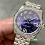 GS Factory Rolex Datejust 278384RBR-0030 31mm Diamond Bezel Roman Number Diamond Aubergine Purple Dial Jubilee