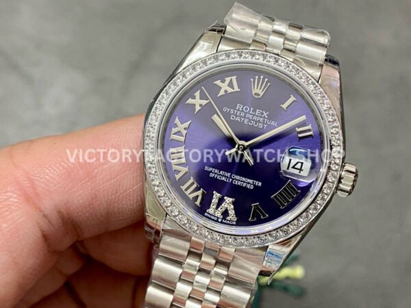 GS Factory Rolex Datejust 278384RBR-0030 31mm Diamond Bezel Roman Number Diamond Aubergine Purple Dial Jubilee
