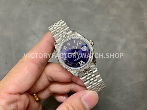 GS Factory Rolex Datejust 278384RBR-0030 31mm Diamond Bezel Roman Number Diamond Aubergine Purple Dial Jubilee