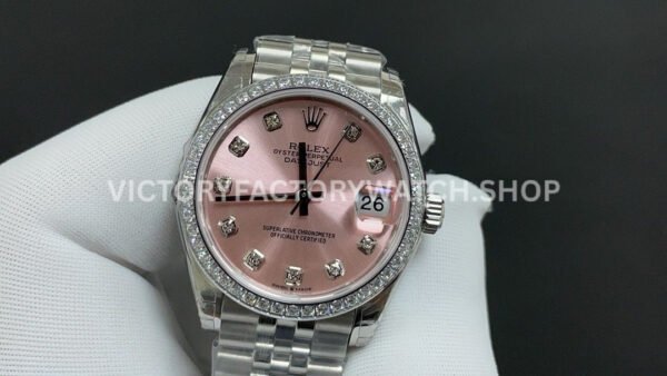 GS Factory Rolex Datejust 278384RBR-0036 31mm Diamond Bezel Diamond Mop Pink Dial