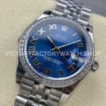 GS Factory Rolex Datejust 278384RBR-0037 31mm Diamond Bezel Roman Number Blue Dial