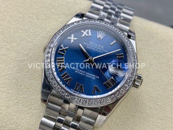 GS Factory Rolex Datejust 278384RBR-0037 31mm Diamond Bezel Roman Number Blue Dial