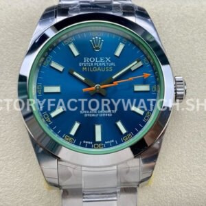 Rolex Milgauss 116400GV blue dial replica lightning hand detail