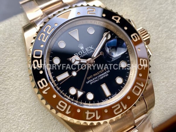 Gold Factory Rolex Rootbeer GMT-Master II 126715CHNR-0001 40mm Full Rose Gold Black Dial