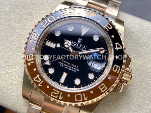 Gold Factory Rolex Rootbeer GMT-Master II 126715CHNR-0001 40mm Full Rose Gold Black Dial