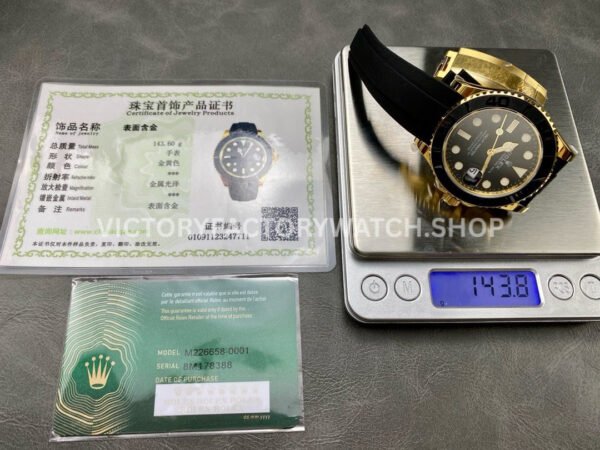 IPK Factory Rolex Yacht-Master 226658-0001 42mm Yellow Gold Oysterflex Black Dial