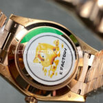 KF Factory Counterweight Rolex Day-Date 228235-0003 40mm Full Rose Gold Diamond Baguette Brown Dial