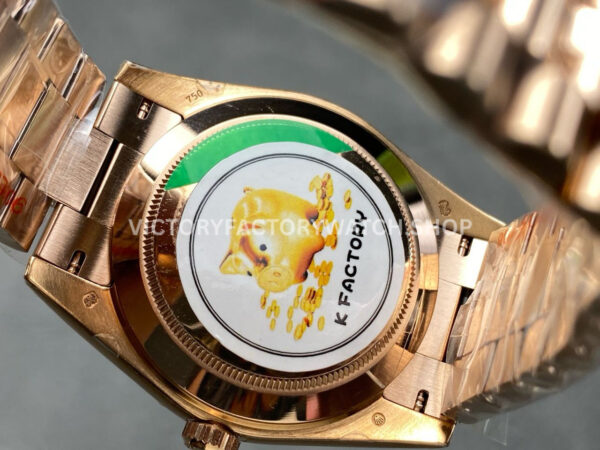 KF Factory Counterweight Rolex Day-Date 228235-0003 40mm Full Rose Gold Diamond Baguette Brown Dial