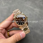 KF Factory Counterweight Rolex Day-Date 228235-0003 40mm Full Rose Gold Diamond Baguette Brown Dial