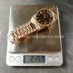 KF Factory Counterweight Rolex Day-Date 228235-0003 40mm Full Rose Gold Diamond Baguette Brown Dial