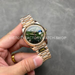 KF Factory Counterweight Rolex Day-Date 228235-0025 40mm Full Rose Gold Roman Numerals Green Dial