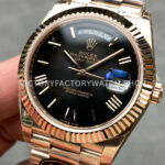 KF Factory Counterweight Rolex Day-Date 228235-0055 40mm Full Rose Gold Roman Numerals Slate Ombré Black Dial