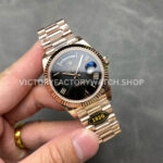 KF Factory Counterweight Rolex Day-Date 228235-0055 40mm Full Rose Gold Roman Numerals Slate Ombré Black Dial