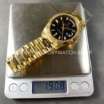 KF Factory Counterweight Rolex Day-Date 228238-0004 40mm Full Yellow Gold Diamond Baguette Black Dial
