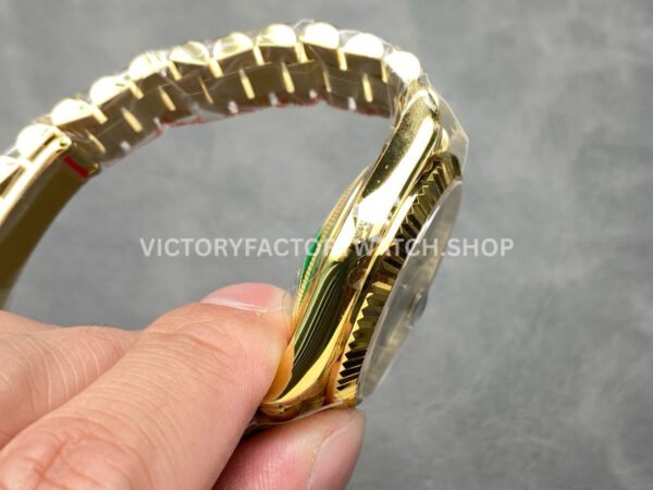 KF Factory Counterweight Rolex Day-Date 228238-0004 40mm Full Yellow Gold Diamond Baguette Black Dial