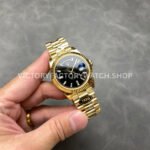 KF Factory Counterweight Rolex Day-Date 228238-0004 40mm Full Yellow Gold Diamond Baguette Black Dial