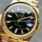 KF Factory Counterweight Rolex Day-Date 228238-0004 40mm Full Yellow Gold Diamond Baguette Black Dial