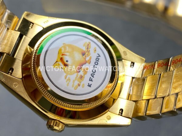 KF Factory Counterweight Rolex Day-Date 228238-0004 40mm Full Yellow Gold Diamond Baguette Black Dial