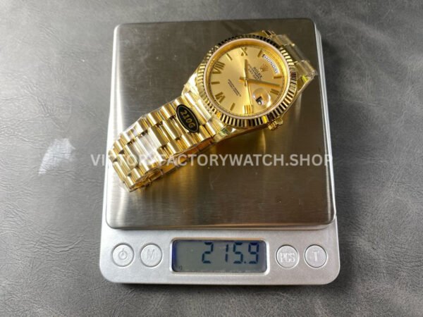 KF Factory Counterweight Rolex Day-Date 228238-0006 40mm Full Yellow Gold Roman Numerals Champagne Dial
