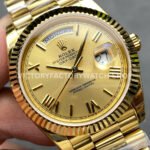 KF Factory Counterweight Rolex Day-Date 228238-0006 40mm Full Yellow Gold Roman Numerals Champagne Dial