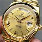 KF Factory Counterweight Rolex Day-Date 228238-0006 40mm Full Yellow Gold Roman Numerals Champagne Dial