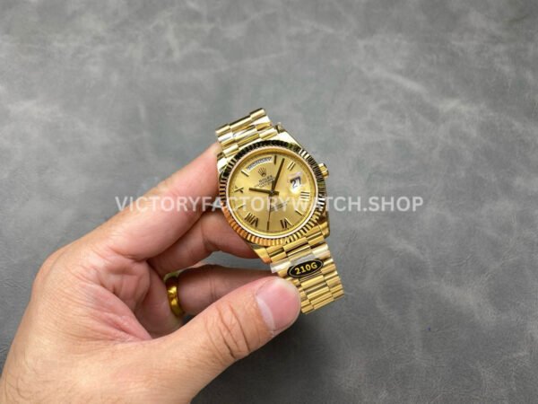 KF Factory Counterweight Rolex Day-Date 228238-0006 40mm Full Yellow Gold Roman Numerals Champagne Dial