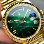 KF Factory Counterweight Rolex Day-Date 228238-0061 40mm Full Yellow Gold ( KF Factory Counterweight Rolex Day-Date 228238-0061 40mm Full Yellow Gold Roman Numerals Slate Ombré Green Dial