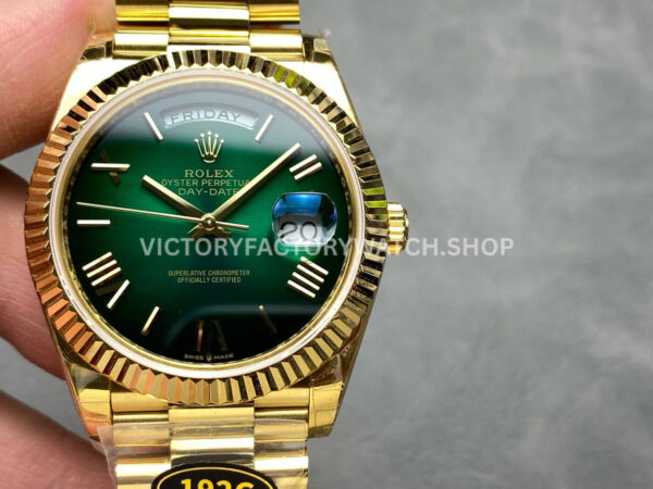 KF Factory Counterweight Rolex Day-Date 228238-0061 40mm Full Yellow Gold ( (5) KF Day Date 228238 green ombre Roman