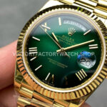 KF Factory Counterweight Rolex Day-Date 228238-0061 40mm Full Yellow Gold ( (7) KF Factory Counterweight Rolex Day-Date 228238-0061 40mm Full Yellow Gold Roman Numerals Slate Ombré Green Dial