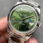 KF Factory Counterweight Rolex Day-Date 228239-0033 40mm Full White Gold Roman ( KF Factory Counterweight Rolex Day-Date 228239-0033 40mm Full White Gold Roman Numerals Avocado Green Dial