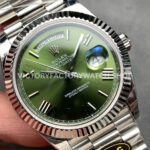 KF Factory Counterweight Rolex Day-Date 228239-0033 40mm Full White Gold Roman ( (8) KF Factory Counterweight Rolex Day-Date 228239-0033 40mm Full White Gold Roman Numerals Avocado Green Dial