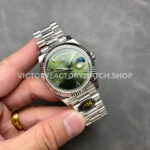 KF Factory Counterweight Rolex Day-Date 228239-0033 40mm Full White Gold Roman ( (9) KF Factory Counterweight Rolex Day-Date 228239-0033 40mm Full White Gold Roman Numerals Avocado Green Dial