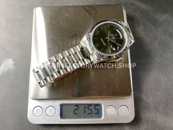 KF Factory Counterweight Rolex Day-Date 228239-0033 40mm Full White Gold Roman Numerals Dark Green Dial
