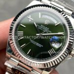 KF Factory Counterweight Rolex Day-Date 228239-0033 40mm Full White Gold Roman Numerals Dark Green Dial