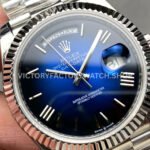 KF Factory Counterweight Rolex Day-Date 228239-0076 40mm Full White Gold Roman Numerals Slate Ombré Blue Dial