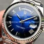 KF Factory Counterweight Rolex Day-Date 228239-0076 40mm Full White Gold Roman Numerals Slate Ombré Blue Dial