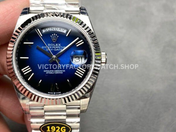 KF Day Date 228239 ice blue ombre dial Roman