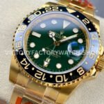 KF Factory Rolex GMT-Master II 116718LN 40mm Full Yellow Gold Green Dial