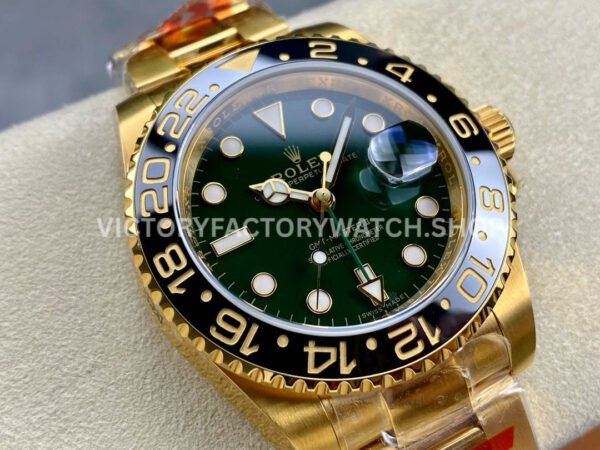 KF Factory Rolex GMT-Master II 116718LN 40mm Full Yellow Gold Green Dial