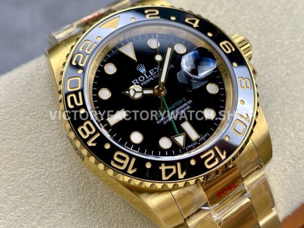 KF Factory Rolex GMT-Master II 116718LN 40mm Full Yellow Gold Black Dial