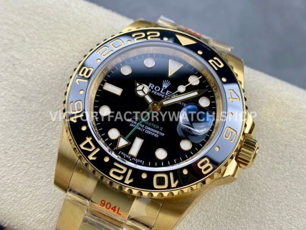 KF Factory Rolex GMT-Master II 116718LN 40mm Full Yellow Gold Black Dial