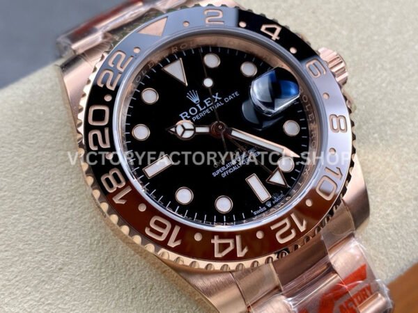 KF Factory Rolex GMT-Master II 126715CHNR 40mm Full Rose Gold Black Dial
