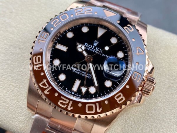 KF Factory Rolex GMT-Master II 126715CHNR 40mm Full Rose Gold Black Dial